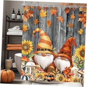 Rustic Fall Gnome Shower Curtain Autumn 60"W x 72"L (Pack of 1) Autumn Gnomes - Picture 1 of 8