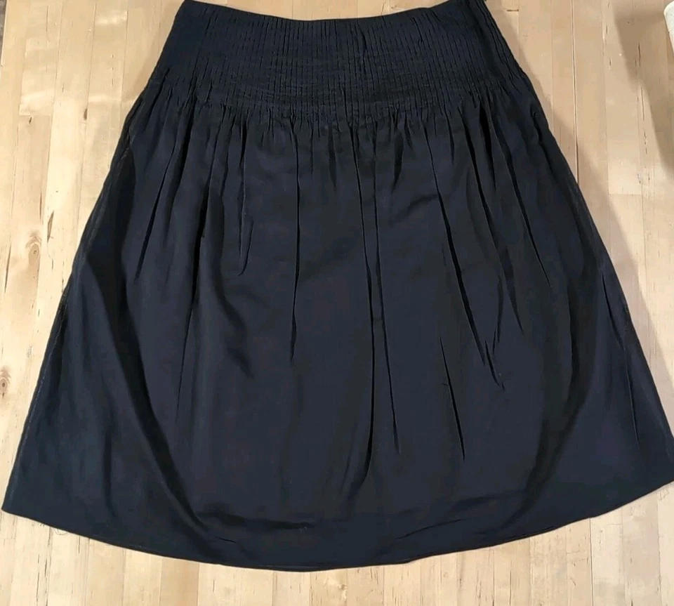 Falda midi negra Lauren Ralph Lauren talla 6 100 % algodón, cierre de cremallera lateral, forro Foto 1 de 4
