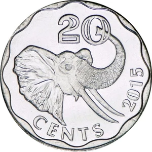 Königreich Swasiland | 20 Cents Münze | König Mswati III | Elefant | KM:64 | 2015 - Bild 1 von 2
