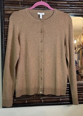 Cárdigan MUJER CHARTER CLUB Manga Larga Dorado Metálico Abotonado Talla M- Nuevo con etiquetas Foto 1 de 4