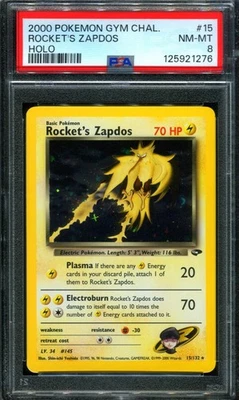 PSA 8 Rocket's Zapdos 15/132 Gym Challenge Holo Pokemon Card - Image 1 of 2