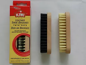 GENUINE ORIGINAL KIWI LEATHER SHOE BRUSHES TWIN PACK (PURE BRISTLE) - Picture 1 of 5