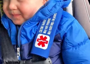 Custom Printed Medical Alert Car Seat Harness Cover - Pocket- Medical Form - Picture 1 of 9