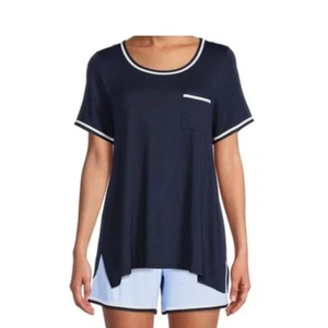 Damen Plus Pyjama Oberteil Gr. 2X (18-20) Marine Kurzarm Tasche Neu - Bild 1 von 1