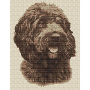 Cockapoo, Dark (Sepia) Cross Stitch Design (kit or chart) - Picture 1 of 1