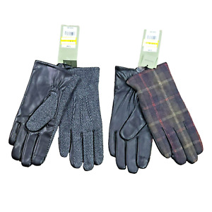 LOT of 2 Goodfellow & Co Herringbone Touch Dress Gloves S/M Leather Plaid Lined