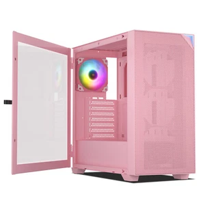 VETROO AL800 Pink Mid Tower PC Computer Case E-ATX/ATX Tempered Glass Type-C - Picture 1 of 8