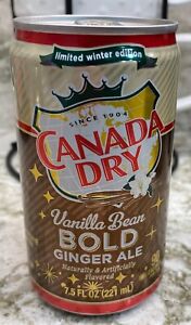 Full 2021 Limited Winter Edition Canada Dry Vanilla Bean Soda Pop Can 7.5 oz 
