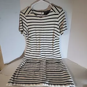 Mini abito BANANA REPUBLIC avorio taglia XS manica corta righe elasticizzato tasca - Foto 1 di 3