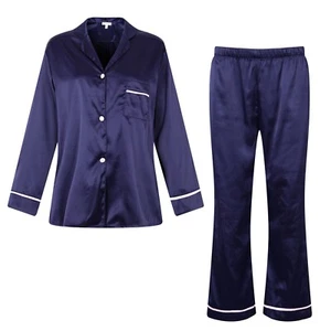 RH Women's Silk Satin Pajamas Set Long Sleeve Button-Down Sleep Lounge RHW2819 - Picture 1 of 7