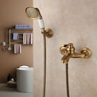 Antique Brass Wall Mount Bathroom Shower Faucet Hand Held Shower Mixer Tap Spray