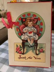 Tarjeta de felicitación vintage TO MY VALENTINE SOLO PARA TI CHICA con BOW HEARTS ROSAS - Imagen 1 de 6