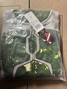 Star Wars Boba Fett Hoodie Boys Beige Graphic Print Long Sleeve Full Zip SIZE- S - Picture 1 of 3