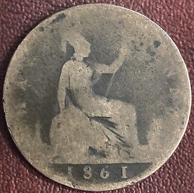 GB - Victoria Bun Head Half Penny Coin - 1861 (GY24) • 2.17£