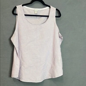 Women’s Chico’s Linen Blend Sleeveless Top Size 3= XL Purple/White Stripes NWOT - Picture 1 of 6