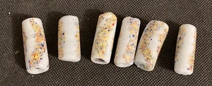 Vintage 1960's Large Handmade Ceramic Splatter Glass Beads Lot of 6 No 2 Alike. - Picture 1 of 4