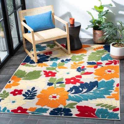 SAFAVIEH Outdoor CBN308A Cabana Collection Ivory / Orange Rug - Image 1 of 4