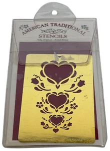 American Traditional Solid Brass Stencil Vertical Hearts FS-824 Card Making Art - Picture 1 of 7