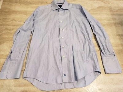 Camisa para hombre David Donahue con botones 17,5 34/35 azul espiga puño francés  Foto 1 de 4