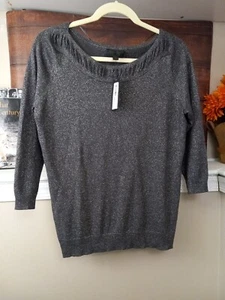 Worthington Womens Dark Heather Lurex Sparkled 3/4 Sleeve Shirt Size Large - Picture 1 of 13