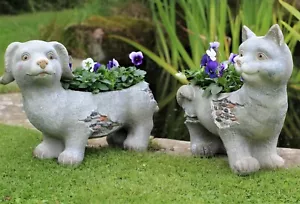 Garden Ornaments Plant Pot Planter Dog Cat Animal Decoration Outdoor Indoor - Picture 1 of 26