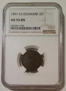 Dinamarca Christian IX 1891 CS 2 minerales AU55 BN NGC - Imagen 1 de 4