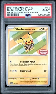 Pokemon Indonesian Journey Green Pikachu Batik Shirt #101 PSA 8 - Picture 1 of 3
