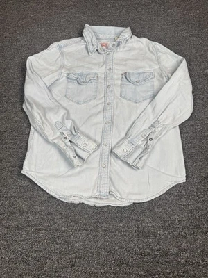 Levi And Strauss Youth Denim Shirt XS Light Wash Blue Button-Up Long Sleeve - Image 1 of 4