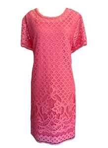 Isaac Mizrahi Live! Stretch Lace Short Sleeve Dress – Pink QVC #A288082 - Picture 1 of 6