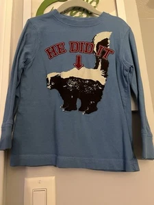 Gymboree Boys ‘He Did it’ Skunk Long-Sleeve Shirt; Size 4 - Picture 1 of 5