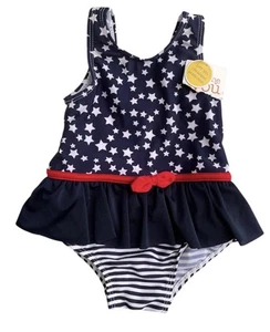 Carter’s Just One You NWT Baby Girl Size 12M Swimsuit UPF 50+ Blue White Red - Picture 1 of 10