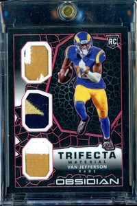 2020 Panini Obsidian Trifecta Material Electric Etch Red #TM24 Van Jefferson /10 - Picture 1 of 2