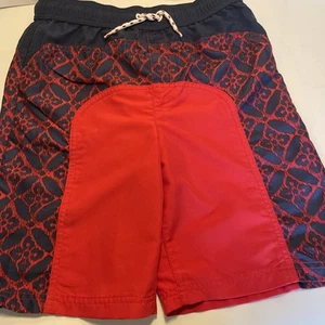 Lands’ End Boy’s 14/16 Swim Trunks Shorts Red Navy Adjustable - Picture 1 of 10