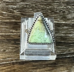 Southwest Sterlingsilber Zitrone Chrysophras Perlenrand Dreieck Ring Größe 7,25 - Bild 1 von 9