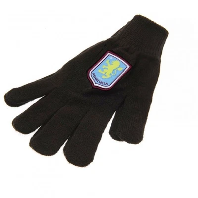 Aston Villa FC Childrens/Kids Knitted GlovesOne Size Black/Sky Blue/Claret TA13