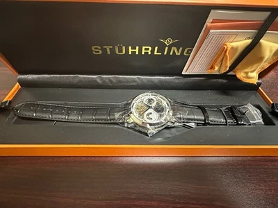 Stuhrling Executive Automatic Skeleton Men's Self Wind  Leather Strap Watch - Image 1 of 4
