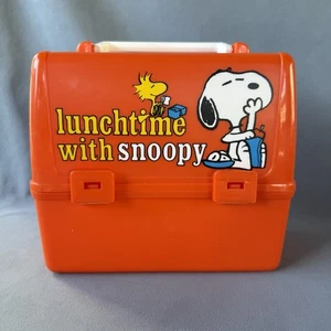 Vintage 1965 Lunch Time with Snoopy Peanuts Brotdose orange, ohne Thermoskanne - Bild 1 von 10