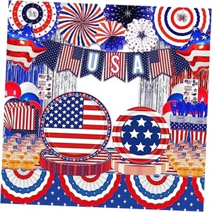 4th/Fourth of July Decorations Patriotic Party Supplies Red White Blue Plates - Picture 1 of 8