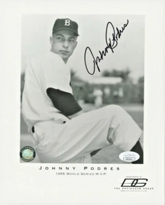 Johnny Podres, Brooklyn Dodgers—Autographed 8x10, Black & White—JSA - Picture 1 of 2