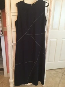 MAXI Abito Nuovo Senza Maniche Loro Piana Navy Cuciture Senza Maniche Seta IT46 - Foto 1 di 9