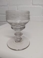 Georgian, Small Dram ?Glass,etched Bowl,bladed Stem,rough pontil c 1780-1800