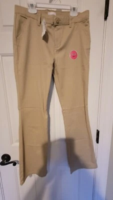 NWT Childrens Place girls Khaki Chino Boot Leg Pants, 14 - Image 1 of 4