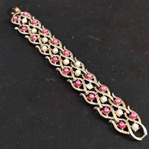vintage amerikanisches Armband vergoldet 60er Jahre mit Perlen - vintage bracelet - Bild 1 von 3