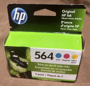 NEW Genuine HP 564 Cyan Magenta Yellow ink Cartridge 3/Pack Exp Jun 2022 - Picture 1 of 2