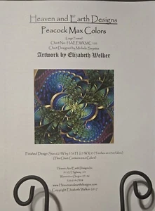 Heaven And Earth Designs HAED Cross Stitch Pattern Peacock Max Colors - Picture 1 of 4
