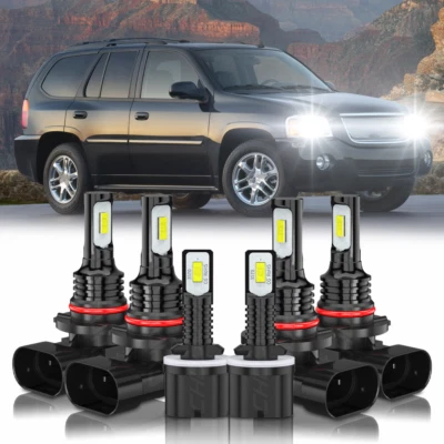 Fit GMC Envoy 2002-2009 Combo 6x 6000K LED Headlights 880 Fog Bulbs Kit - Image 1 of 4