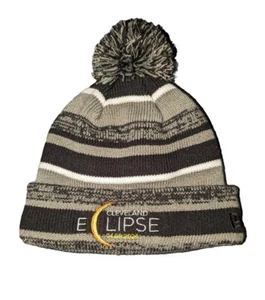 NEW SOLAR ECLIPSE HAT BEANIE NEW ERA APRIL 8 2024 CLEVELAND OHIO POM POM - Picture 1 of 4
