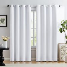 Urban Lotus Linen Blackout White Curtains for Bedroom Thermal Insulated Darke...