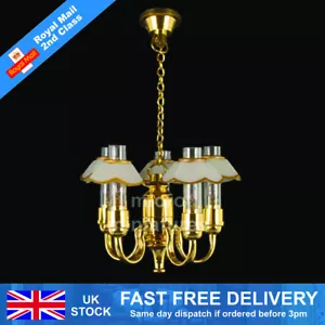 Dolls House 5 Up-Arm White Shade Chandelier 1/12 Scale (01513) - Picture 1 of 2