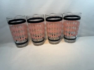 Rare 1940-1950 HARLEQUIN ARGYLE PINK DIAMOND HTF 8oz JUICE TUMBLER GLASS - Bild 1 von 7
